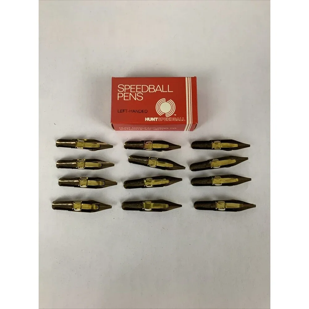 Vintage HUNT SPEEDBALL PENS LC-4 Straight Calligraphy Pen Nibs (12) Left Handed